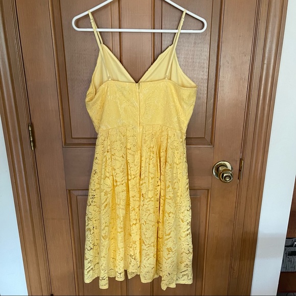 ABS Collection Allen Schwartz Canary Yellow Lace A Line Dress NWT - Picture 4 of 11